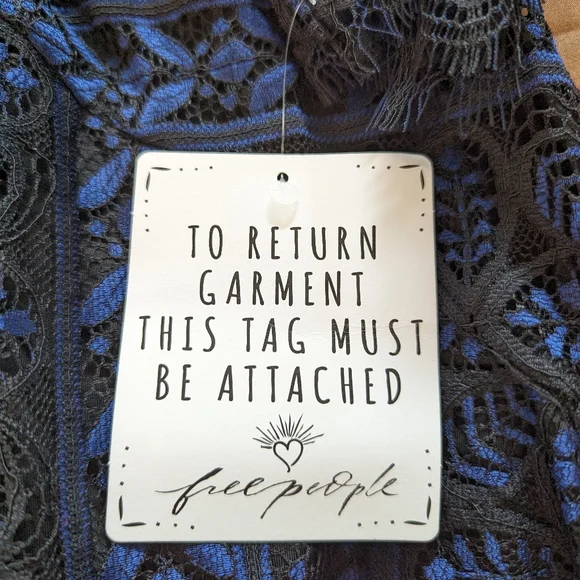 NWT Free People Lyla Royal blue & black lace mini dress.Medium for love & lemons - Picture 5 of 11